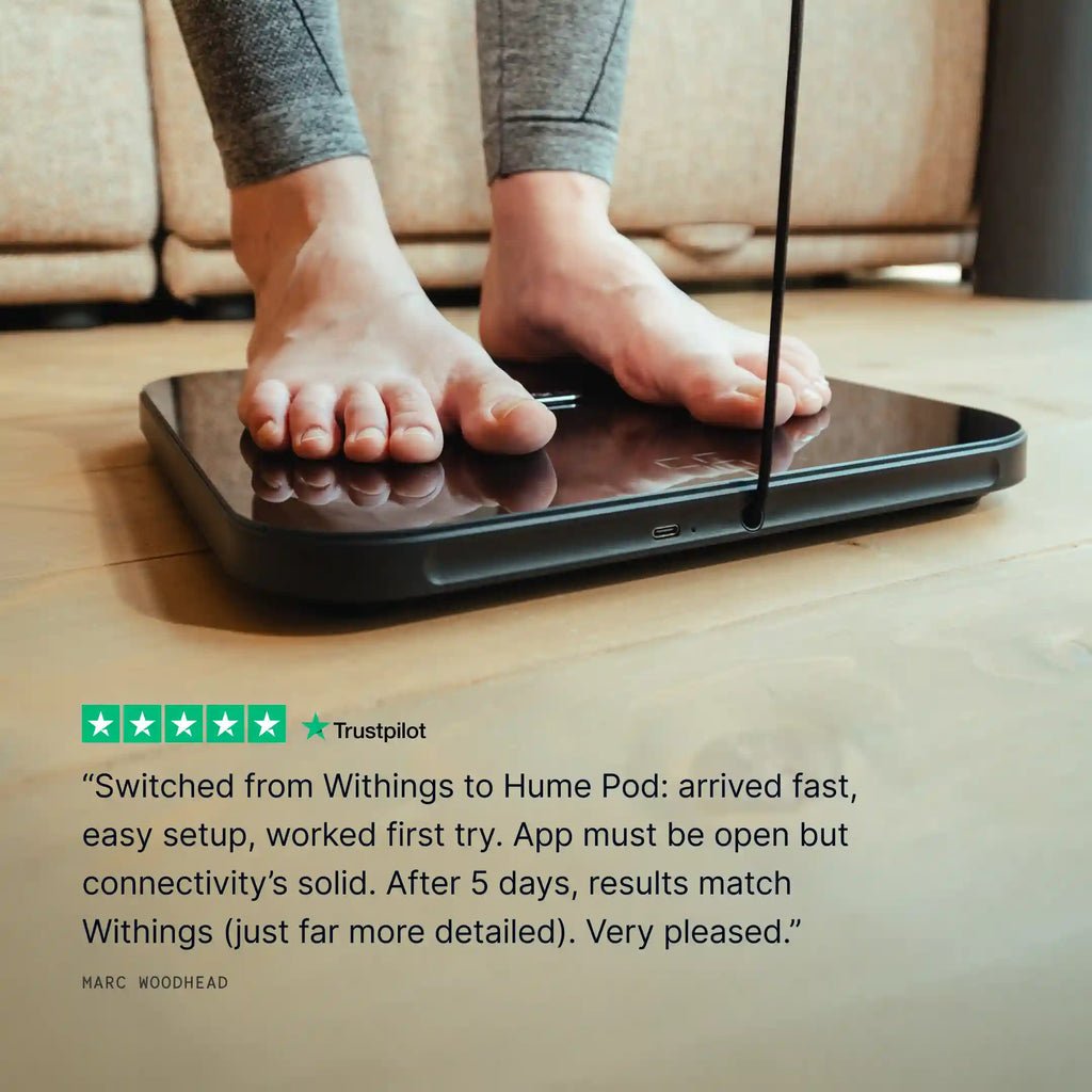 Hume Body Pod scale close-up